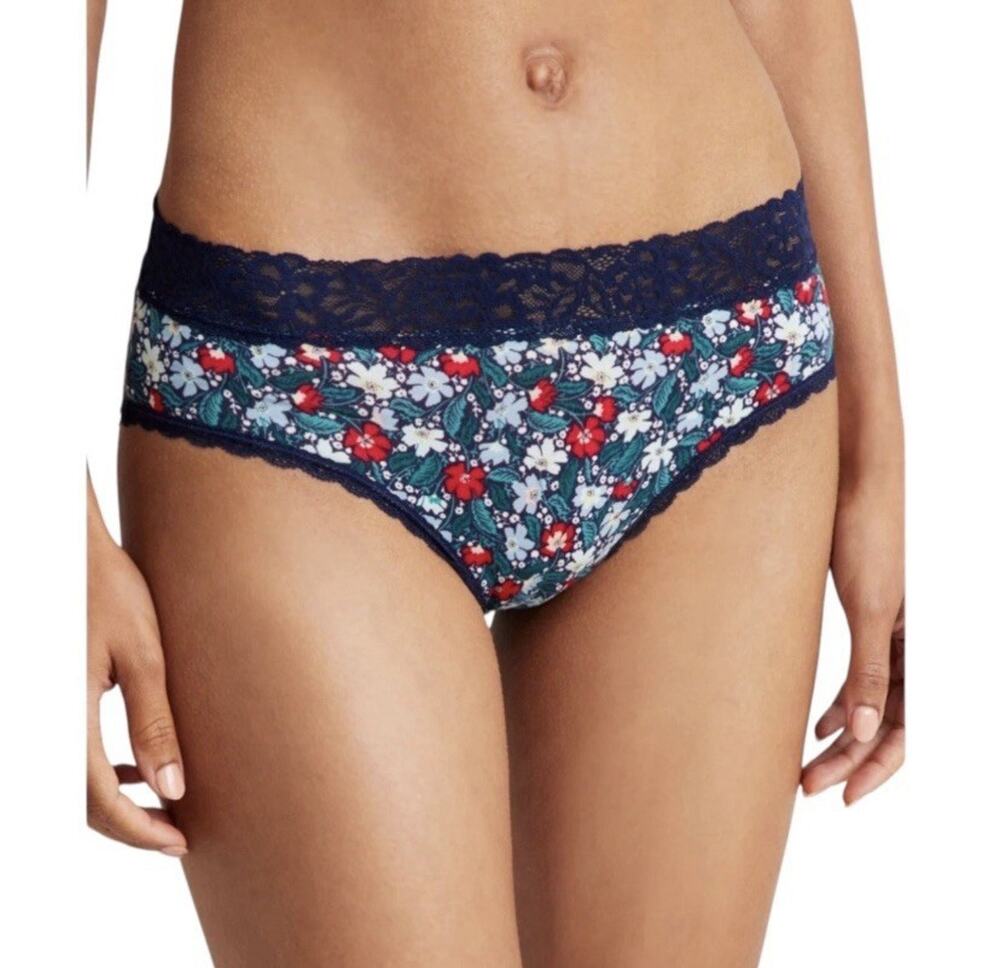 State of Day Lace Trim Hipster Panty Whimsical Floral Cotton Modal Stretch Large